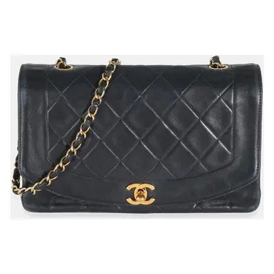 Chanel Vintage Navy Quilted Lambskin Medium Diana Flap Bag