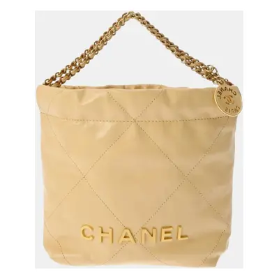 Chanel Beige Shiny Calfskin Chanel Hobo Bag