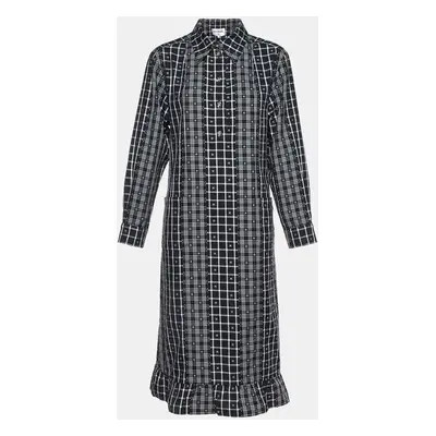 Chanel Monochrome CC Check Pattern Cotton Midi Dress