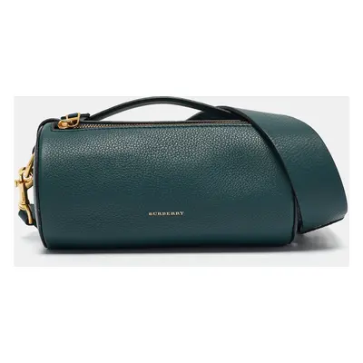 Burberry Teal Green Leather Barrel Bag