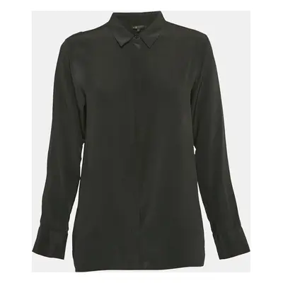 Maje Black Crepe Button Front Shirt