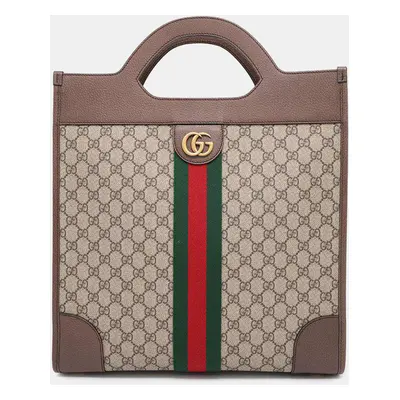 Gucci Brown/Beige GG Supreme Canvas and Leather Ophidia Tote Bag