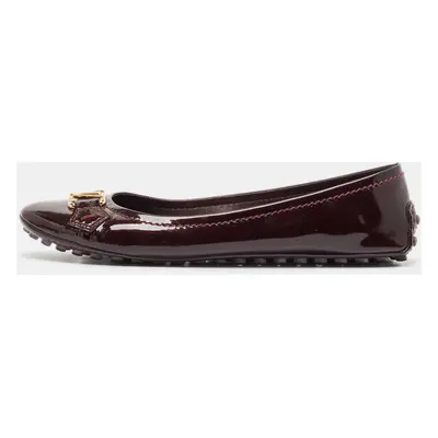 Louis Vuitton Burgundy Patent Leather Oxford Ballet Flats Size 37.5