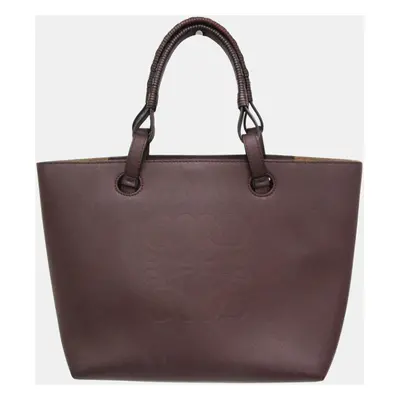 Loewe Wine Leather Anagram Tote Bag