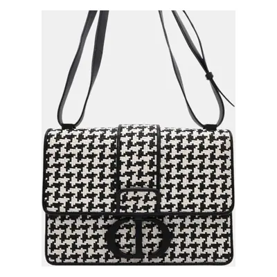 Dior Black/White Leather Montaigne Shoulder Bag