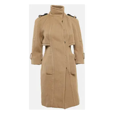 Burberry Prorsum Beige Wool Drill Mid-Length Coat