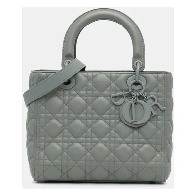 Dior Grey Medium Lambskin Cannage Lady Dior