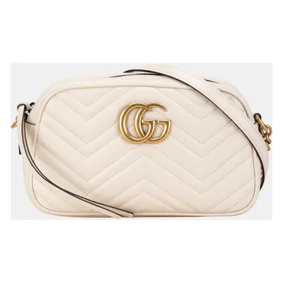 Gucci White Small GG Marmont Matelasse Crossbody