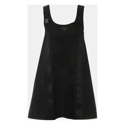 Prada Black Polyamide Re-Nylon Logo-Plaque Mini Dress IT Women