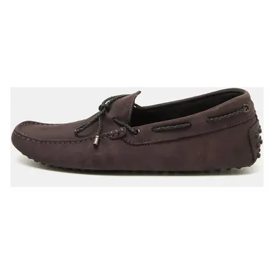 Tod's Dark Purple Nubuck Leather Slip On Driver Loafers Size 39.5