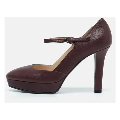 Bottega Veneta Burgundy Leather Mary Jane Platform Pumps Size