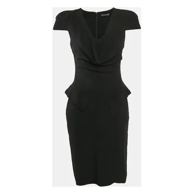 Alexandre Mcqueen Black Crepe Cowl Neck Detail Knee-Length Dress