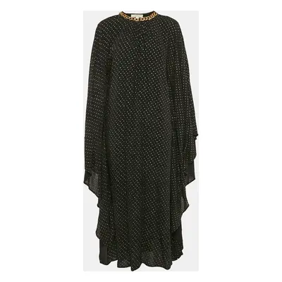 MICHAEL Michael Kors Black Dot Print Crepe Chain Detail Kaftan Dress S/M