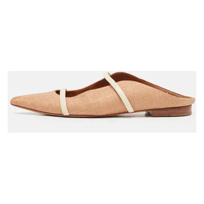 Malone Souliers Brown/Cream Raffia Maureen Flat Mules Size