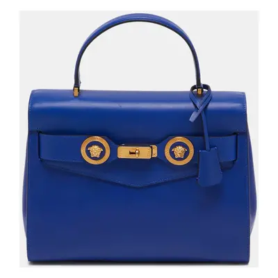 Versace Blue Leather Icon Top Handle Bag