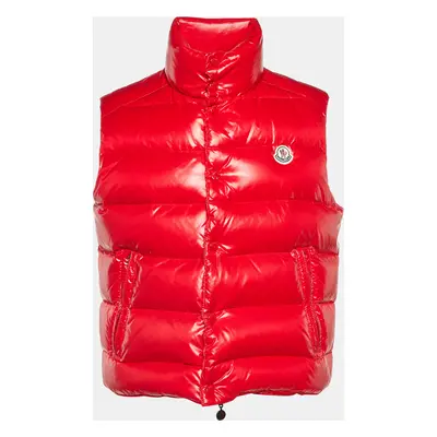 Moncler Red Nylon Zip-Up Puffer Tib Gilet Jacket