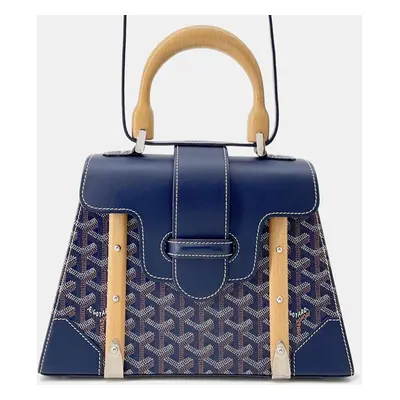 Goyard Saigon Navy Blue Pvc Leather Wood Size Pm