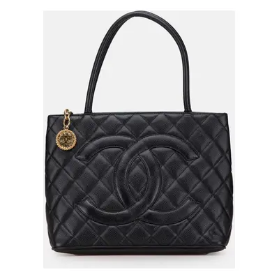 Chanel Black Caviar Medallion Tote