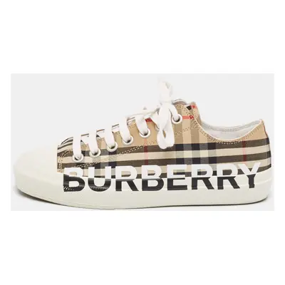 Burberry Beige Vintage Check Canvas Low Top Sneakers Size