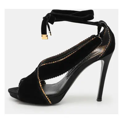 Tom Ford Black Velvet Peep Toe Pumps Size