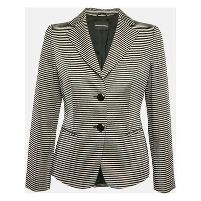 Emporio Armani Black/White Textured Stripe Lurex Blazer