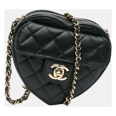 Chanel Black Mini Lambskin CC in Love Heart Crossbody