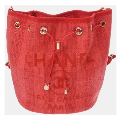 Chanel Red Straw Deauville Shoulder Bag