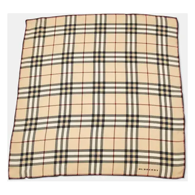 Burberry Beige Nova Check Silk Scarf/Pocket Square