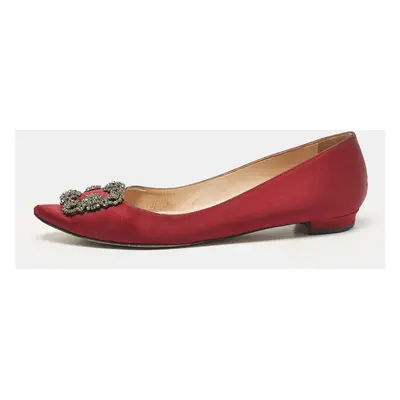 Manolo Blahnik Burgundy Suede Hangisi Ballet Flats Size 38.5