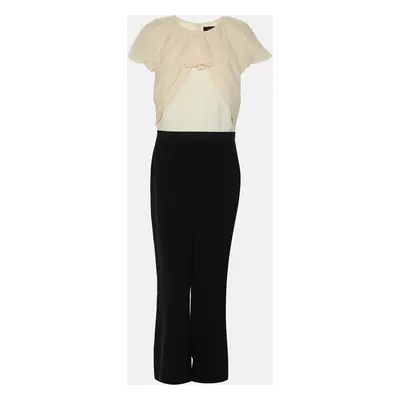 Max Mara Cream/Black Fabric Short Sleeve Belted Jumpsuit