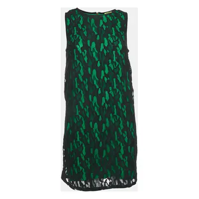 Versace Jeans Black/Green Lace Overlay Sleeveless Mini Dress