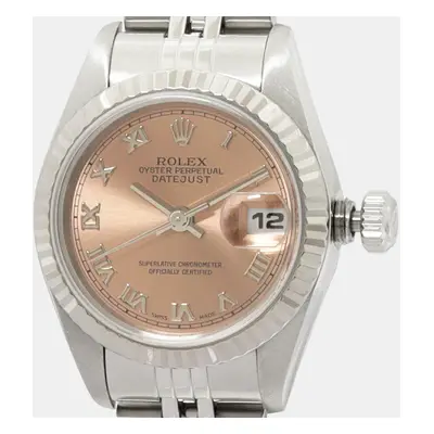 Rolex Pink Stainless Steel Datejust Automatic Women's Wristwatch mm