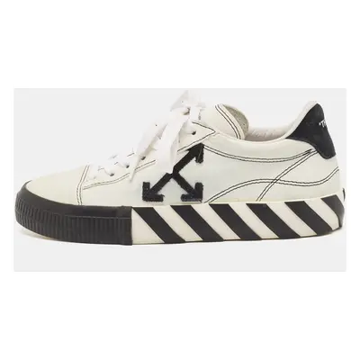 Off-White Black/White Suede Vulcanized Striped Low Top Sneakers Size