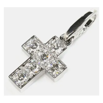 Cartier 18K White Gold and Diamond Cross Charm Pendant