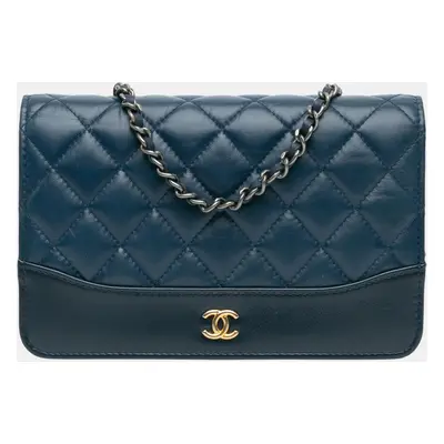 Chanel Navy Blue Quilted Aged Calfskin Gabrielle Wallet On Chain