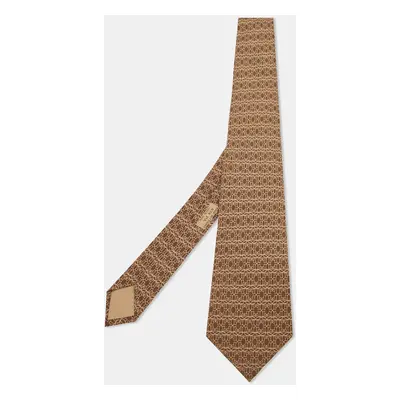 Hermès Brown Patterned Silk Classic Tie