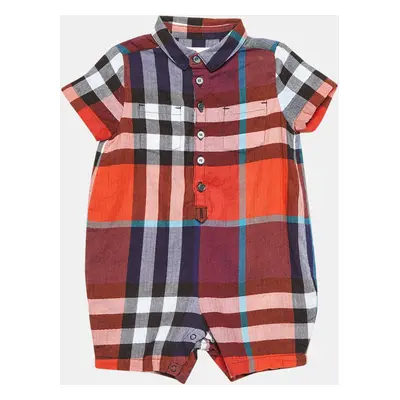 Burberry Children Multicolor Tartan Check Herringbone Cotton Onesie M