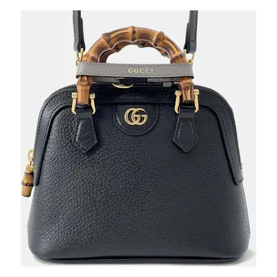 Gucci Diana Bamboo 2Way shoulder Black Leather