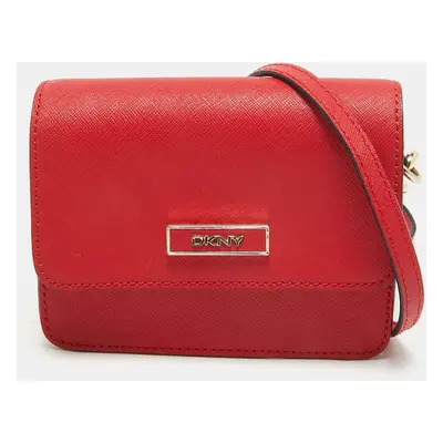 Dkny Red Leather Mini Flap Crossbody Bag