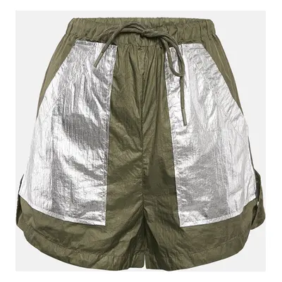 Ganni Green Nylon Silver Contrast Shorts