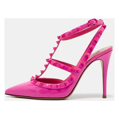 Valentino Fuchsia Patent Leather Rockstud Caged Pumps Size