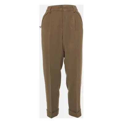 Giorgio Armani Brown Crepe Pleated Trousers