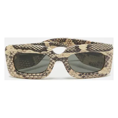 Gucci Black/Beige GG0816S Python Rectangular Sunglasses