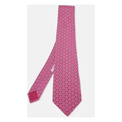 Hermès Pink Patterned Silk Classic Tie