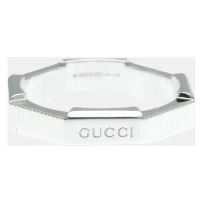 Gucci 18K White Gold Silver Link Toe No Stone Ring