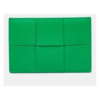 Bottega Veneta Green Intrecciato Leather Cassette Card Holder