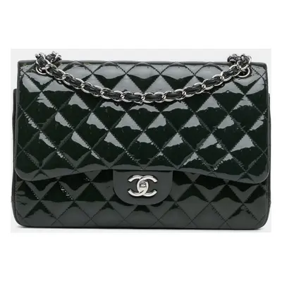 Chanel Blue Jumbo Classic Patent Double Flap