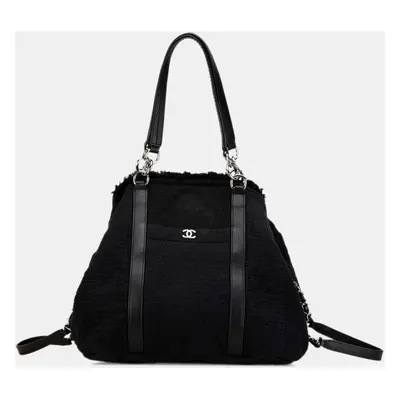 Chanel Black Small Canvas Double Face Deauville Satchel