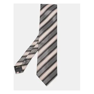 Ermenegildo Zegna Grey Striped Silk Tie