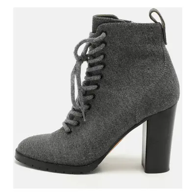 Jimmy Choo Grey Fabric Ankle Length Boots Size